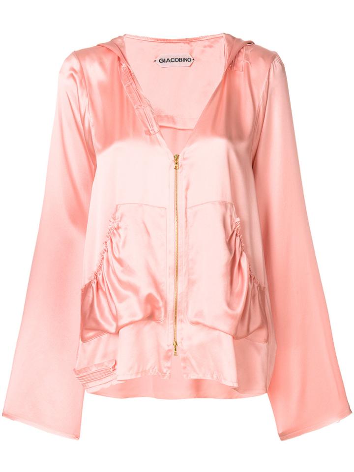 Giacobino Asymmetric Zip Front Hoodie - Pink & Purple