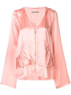 Giacobino Asymmetric Zip Front Hoodie - Pink & Purple