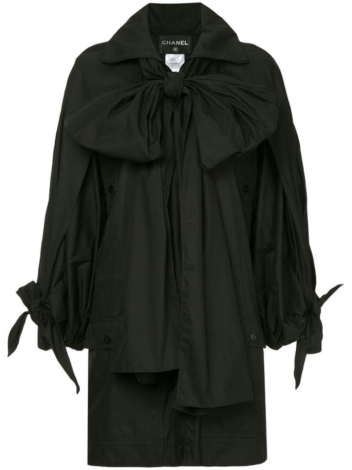 Chanel Pre-owned Ribbon Fitted Coat - Black