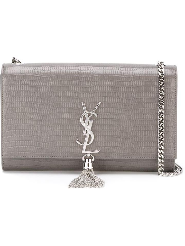 Saint Laurent Medium 'classic Monogram' Satchel, Women's, Grey