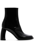 Ann Demeulemeester Curved Heel Patent Leather Boots - Black