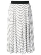 Karl Lagerfeld Logo Print Striped Midi Skirt - White
