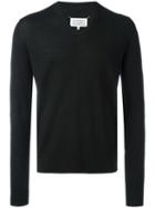 Maison Margiela Elbow Patch Jumper, Men's, Size: Large, Black, Linen/flax/wool/calf Leather