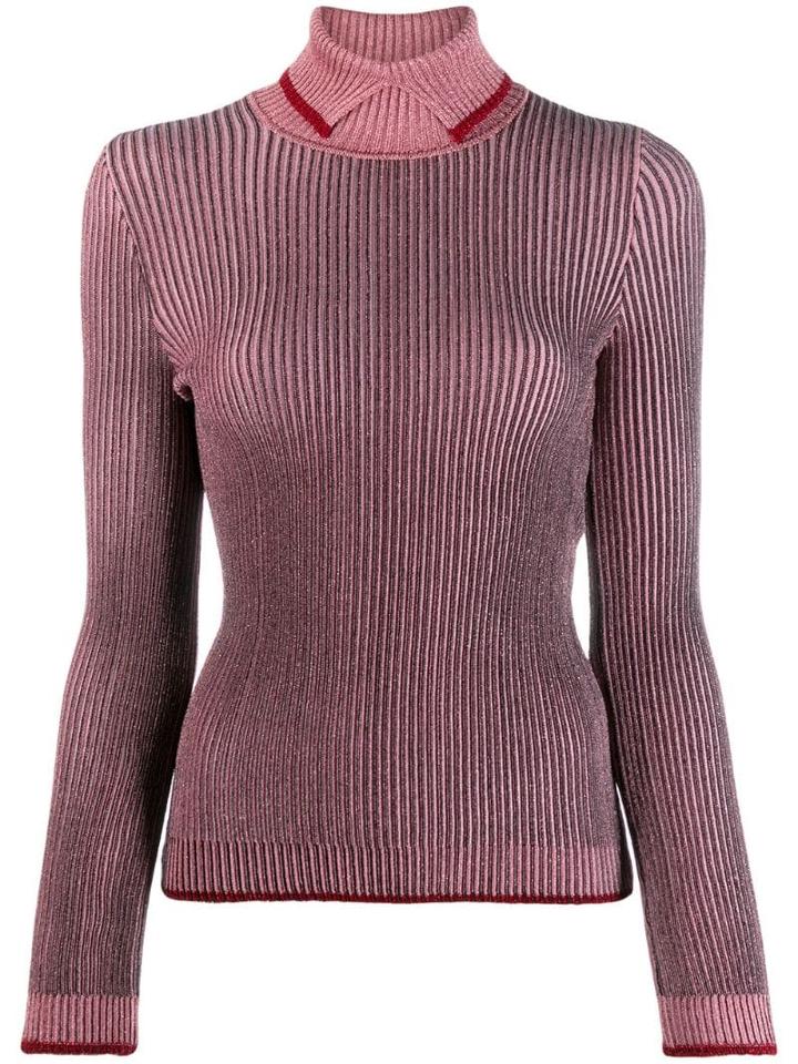 Marco De Vincenzo Rollneck Ribbed Knit Sweater - Pink