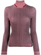 Marco De Vincenzo Rollneck Ribbed Knit Sweater - Pink