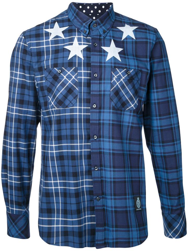 Guild Prime Stars Print Checked Shirt, Men's, Size: 1, Blue, Cotton