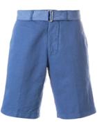 Officine Generale Belted Chino Shorts - Blue