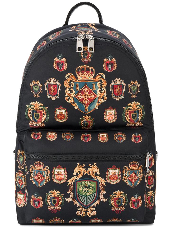 Dolce & Gabbana Vulcano Insignia Print Backpack - Black