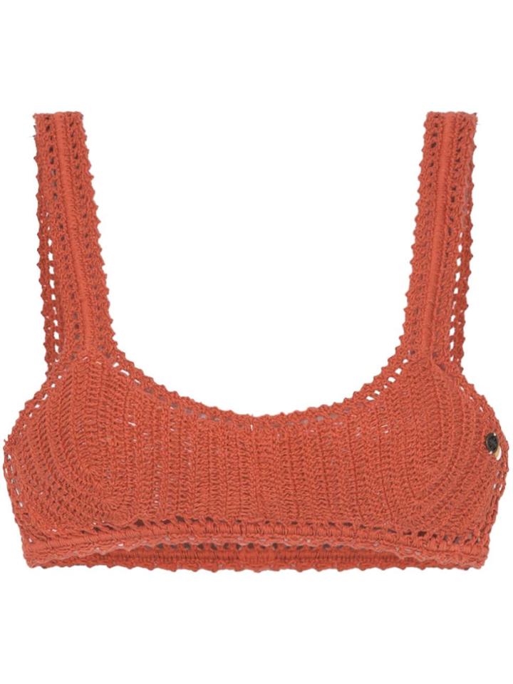 She Made Me Classic Crochet Bikini Top - Orange
