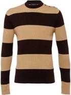 Prada Buttoned Shoulder Striped Jumper - Neutrals