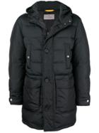 Canali Padded Hooded Coat - Black