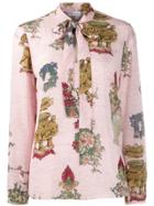 Red Valentino Printed Pussy Bow Shirt - Pink