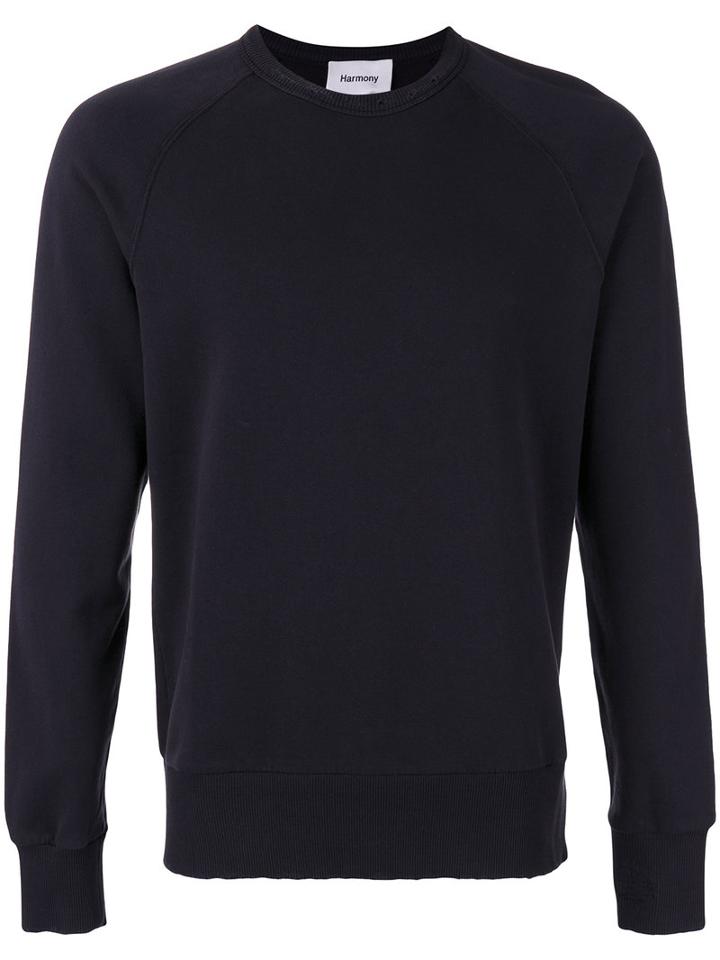Distressed Collar Sweatshirt - Men - Cotton - L, Blue, Cotton, Harmony Paris