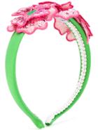 Floral Embellished Head Band - Kids - Silk/polyester - One Size, Green, Mi Mi Sol