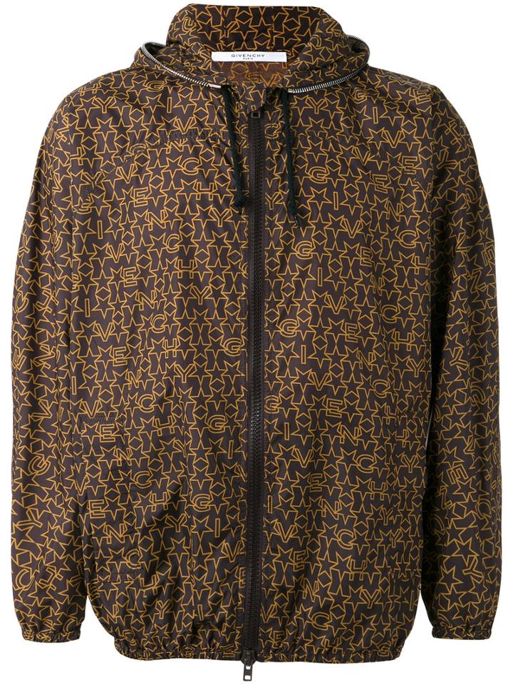 Givenchy Logo Print Lightweight Jacket, Men's, Size: 46, Brown, Polyamide