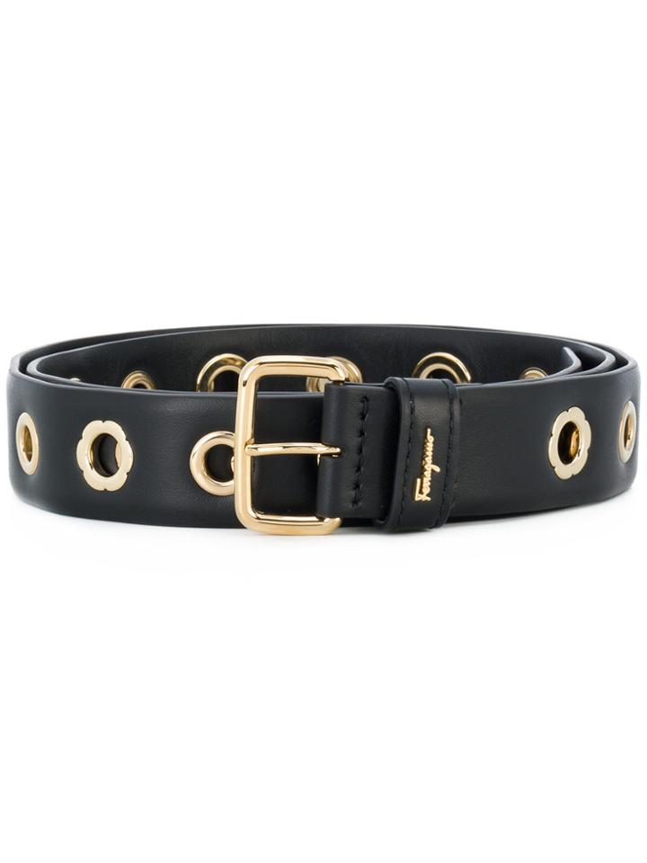 Salvatore Ferragamo Eyelets Belt - Black