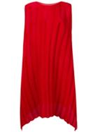 Issey Miyake Cauliflower Sleeveless Asymmetric Ribbed Dress - Red