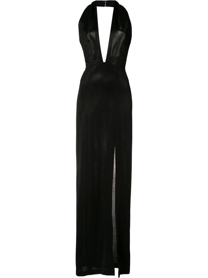 Galvan - Lateral Slit Halterneck Dress - Women - Polyamide/spandex/elastane/viscose - 34, Black, Polyamide/spandex/elastane/viscose