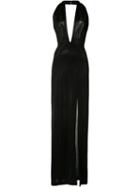 Galvan - Lateral Slit Halterneck Dress - Women - Polyamide/spandex/elastane/viscose - 34, Black, Polyamide/spandex/elastane/viscose