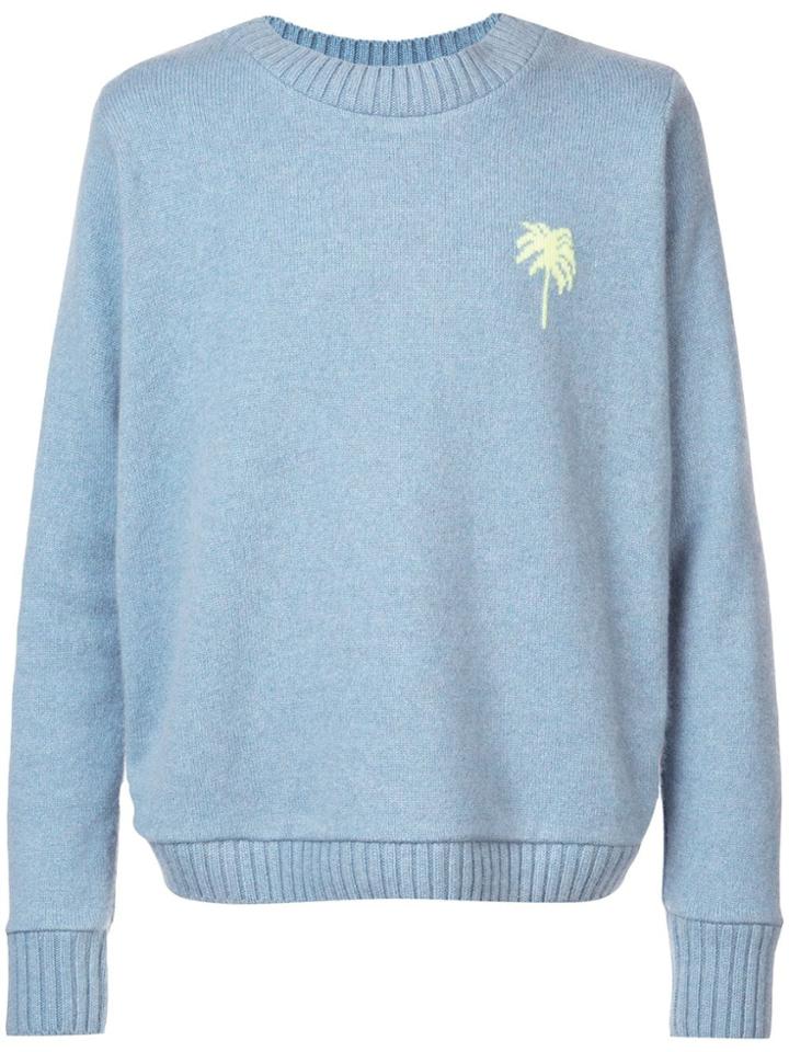 The Elder Statesman Cashmere Palm Tree Jumper - Blue