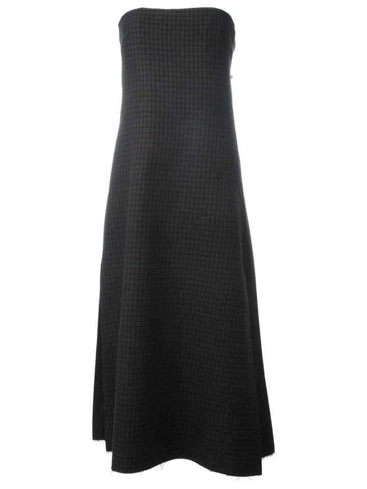 Yang Li Checked Strapless Dress, Women's, Size: 40, Grey, Virgin Wool/cotton/polyester/acetate