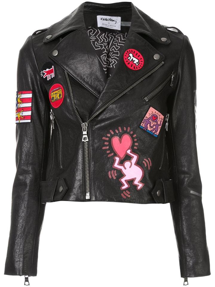 Alice+olivia Muti-patches Biker Jacket - Black