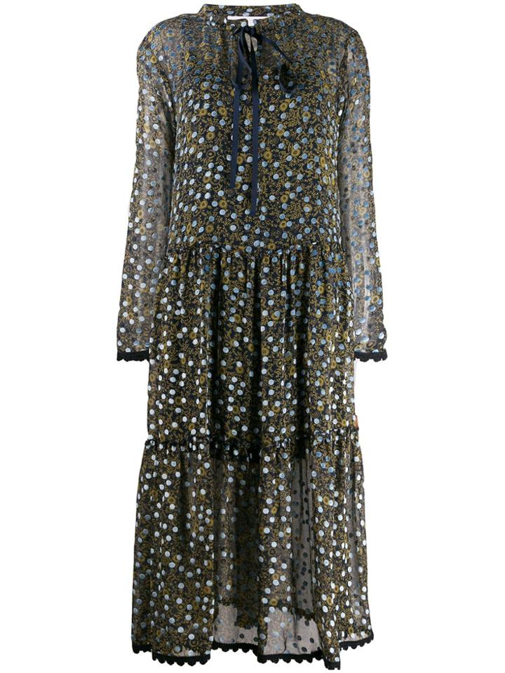 See By Chloé Micro Floral Print Midi Dress - Blue
