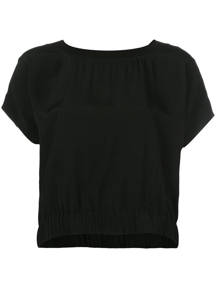 Boutique Moschino Plain T-shirt, Women's, Size: 44, Black, Silk/cotton/rayon