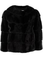 Yves Salomon Three-quarters Sleeve Jacket, Women's, Size: 42, Black, Mink Fur/goat Skin/silk/polyester