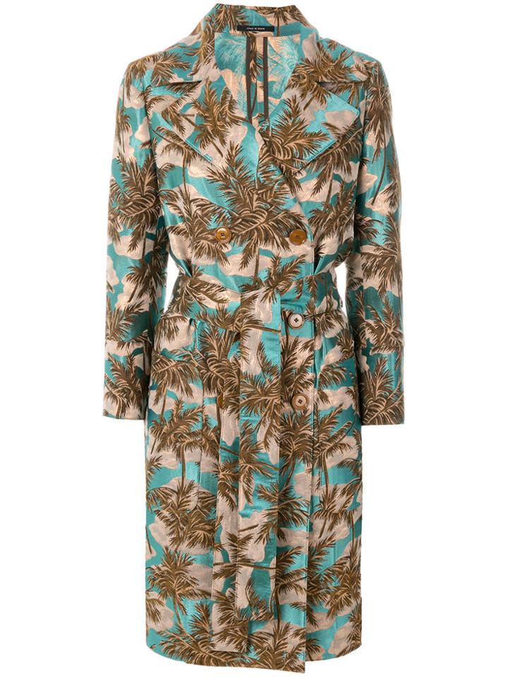 Tagliatore Jacquard Double-breasted Coat - Blue