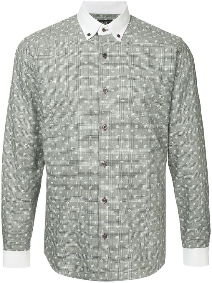 Loveless Check And Skulls Shirt - Grey