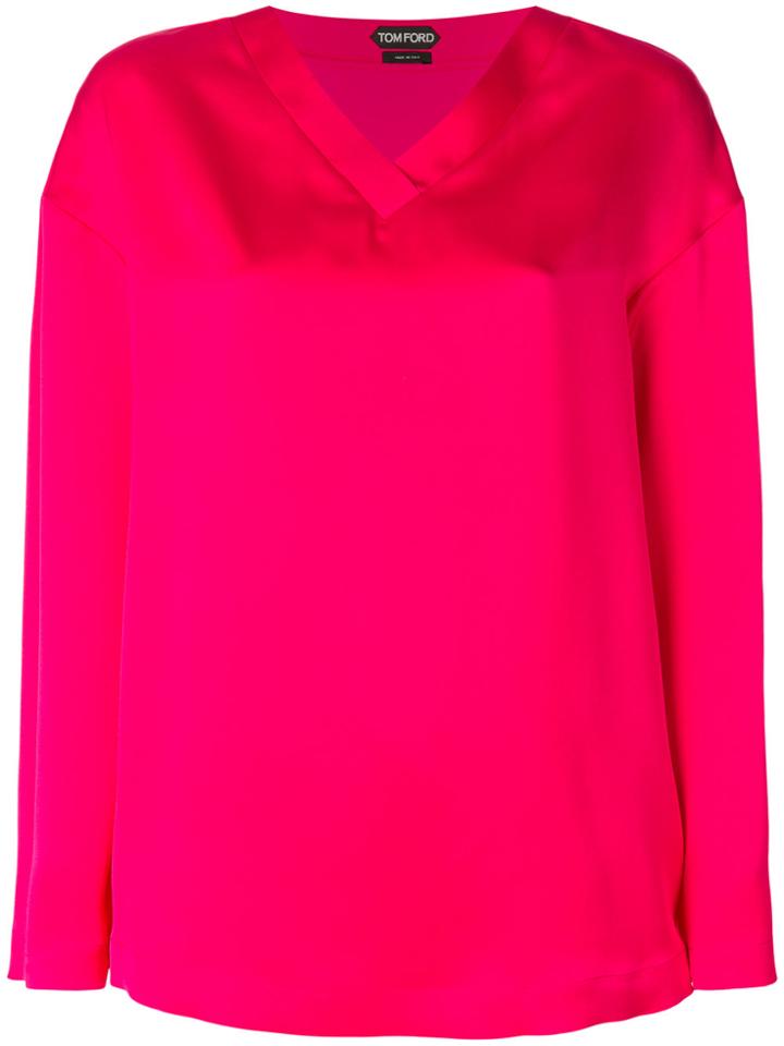 Tom Ford V-neck Blouse - Pink & Purple