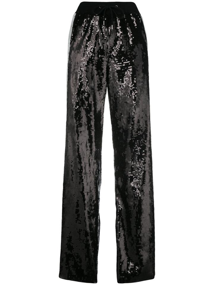 Alberta Ferretti Sequin Side Striped Track Pants - Black