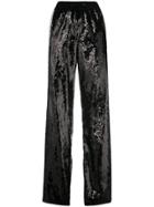 Alberta Ferretti Sequin Side Striped Track Pants - Black