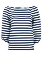Sonia Rykiel Puffed Thee-quarter Sleeves Blouse, Women's, Size: Xs, Blue, Cotton/polyester