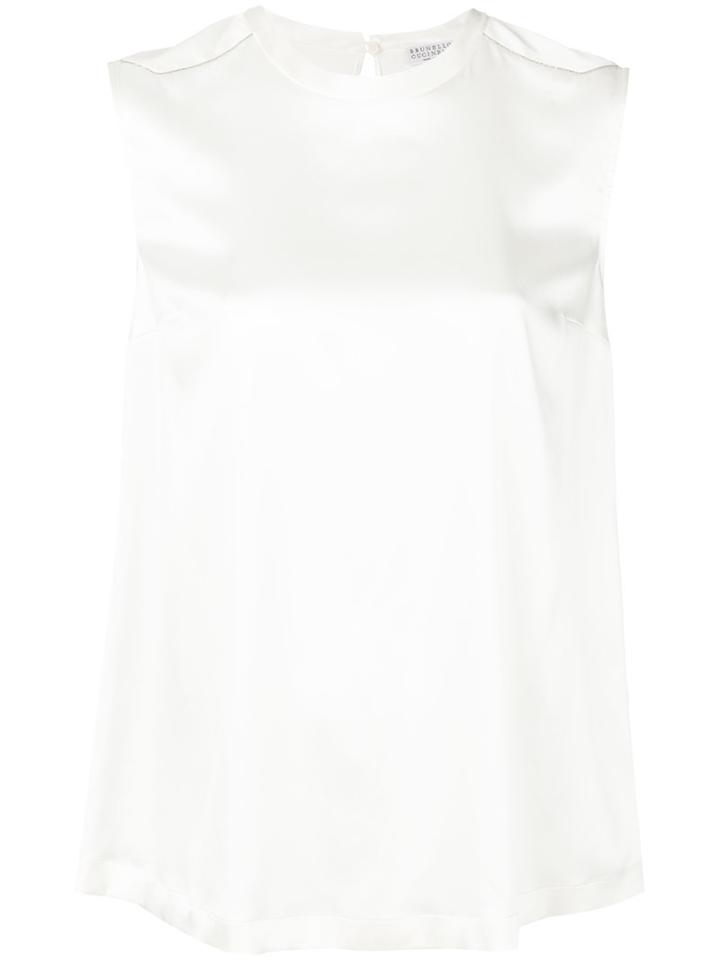 Brunello Cucinelli - Shift Blouse - Women - Silk/spandex/elastane/brass - Xs, White, Silk/spandex/elastane/brass