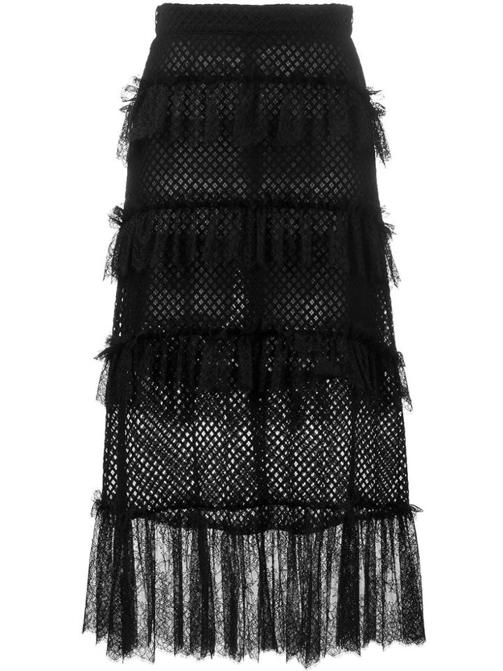 Philosophy Di Lorenzo Serafini Lace Ruffle Net Skirt - Black