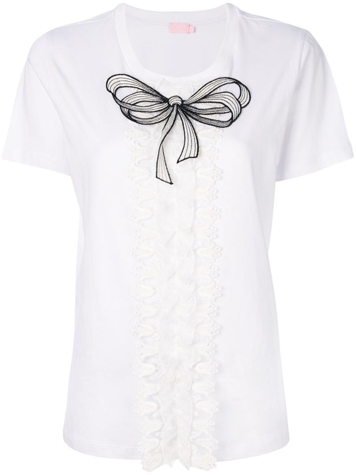 Giamba Bow Embroidered Blouse - White