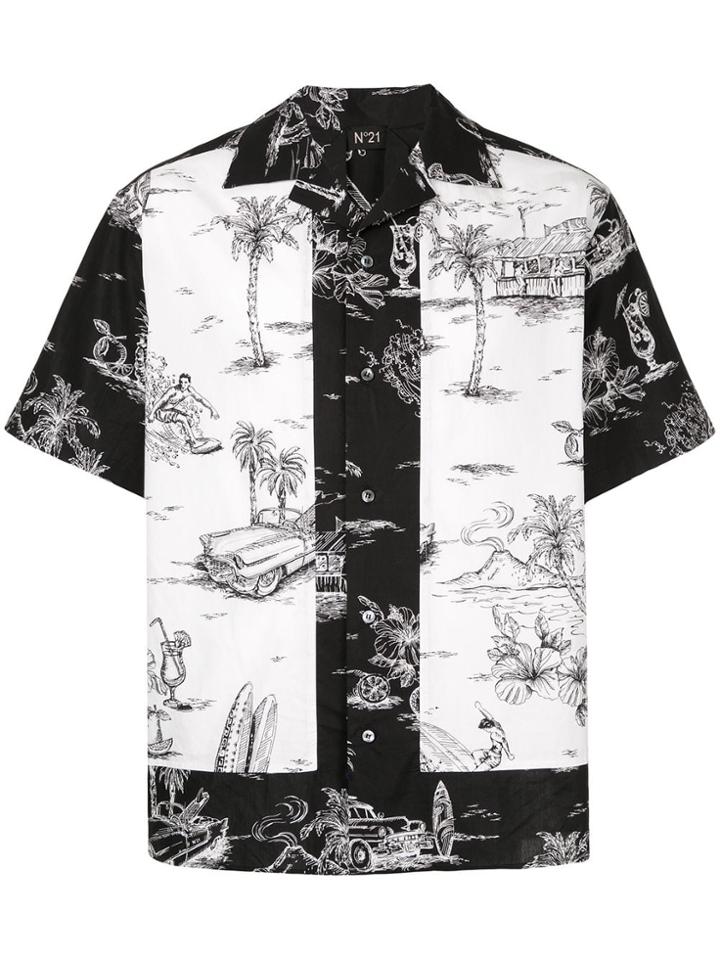 No21 Contrast Embroidered Shirt - Black