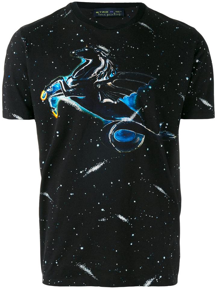 Etro Pegasus Print T-shirt, Men's, Size: Large, Black, Cotton