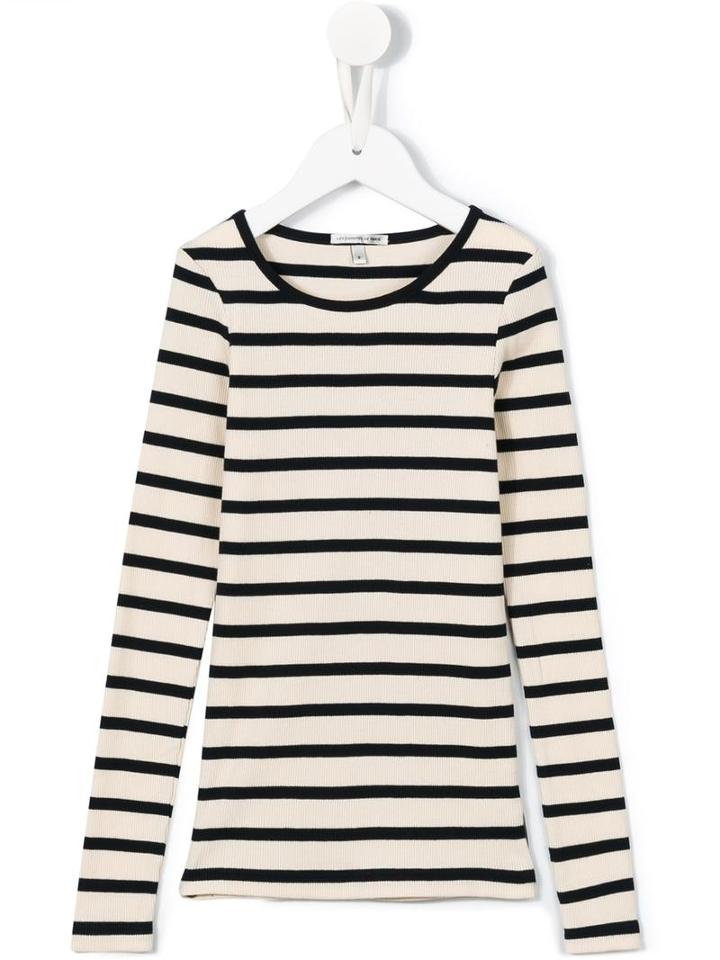 Les Coyotes De Paris Breton Stripe Ribbed Top, Girl's, Size: 10 Yrs, Nude/neutrals