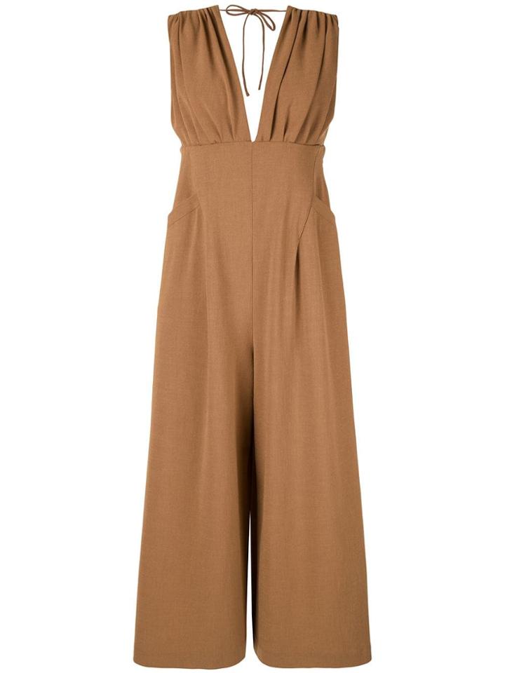 Muller Of Yoshiokubo Sleeveless Flared Jumpsuit - Brown