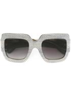 Gucci Eyewear Oversize Crystal Square Sunglasses, Women's, Size: 54, Grey, Acetate/swarovski Crystal