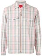 Supreme Plaid Zip Up Shirt - Pink
