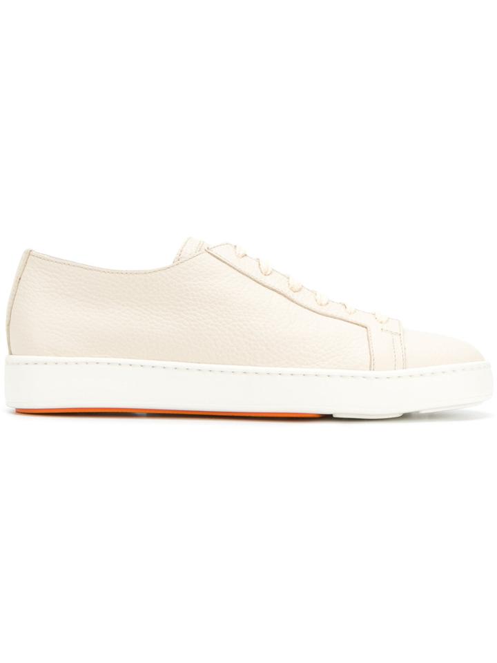 Santoni Denim Lace-up Sneakers - Nude & Neutrals