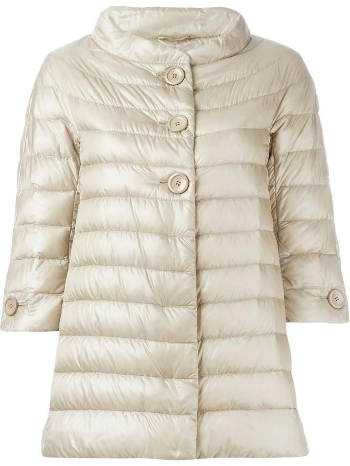 Herno Three-quarter Sleeve Padded Jacket, Women's, Size: 40, Nude/neutrals, Cotton/polyamide/acetate/feather Down