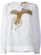 No21 Sequin Embroidered Blouse, Women's, Size: 42, White, Silk/cotton/pvc/polyester