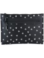 Lanvin Spider Print Pouch, Men's, Black, Calf Leather/polyester