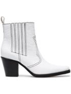 Ganni White Callie 70 Leather Ankle Boots