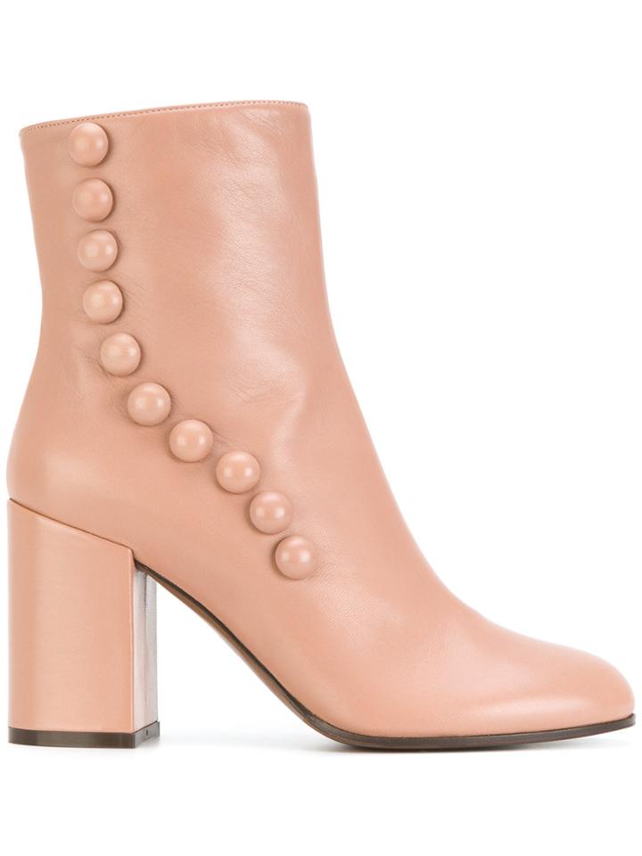 L'autre Chose Button Embellished Boots - Pink & Purple